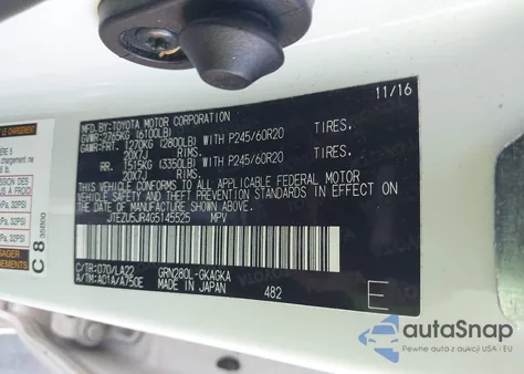 2016 Toyota 4Runner Limited из США, поврежденный, VIN JTEZU5JR4G5145525